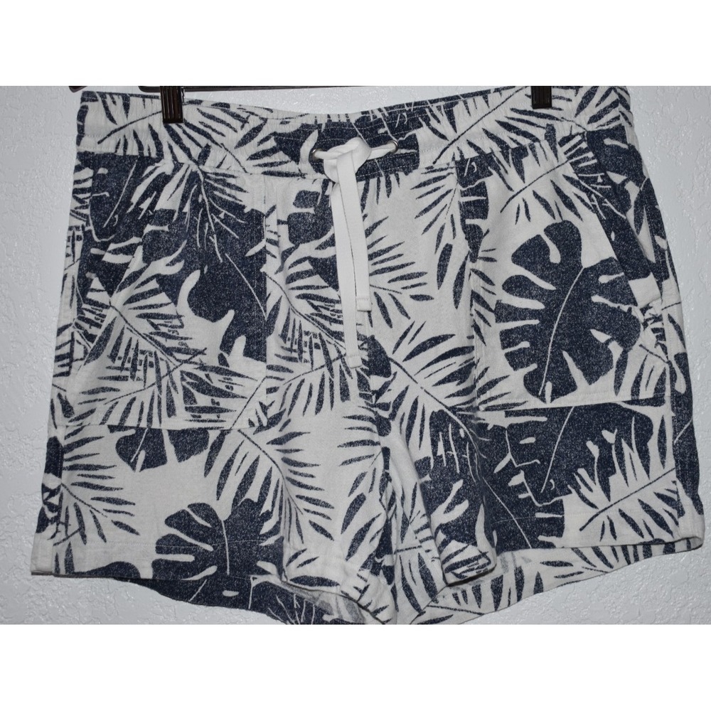 Nautica Womens LARGE Linen Blend Shorts Pull-On Tropical Hawiian Pockets Blue - Picture 8 of 16